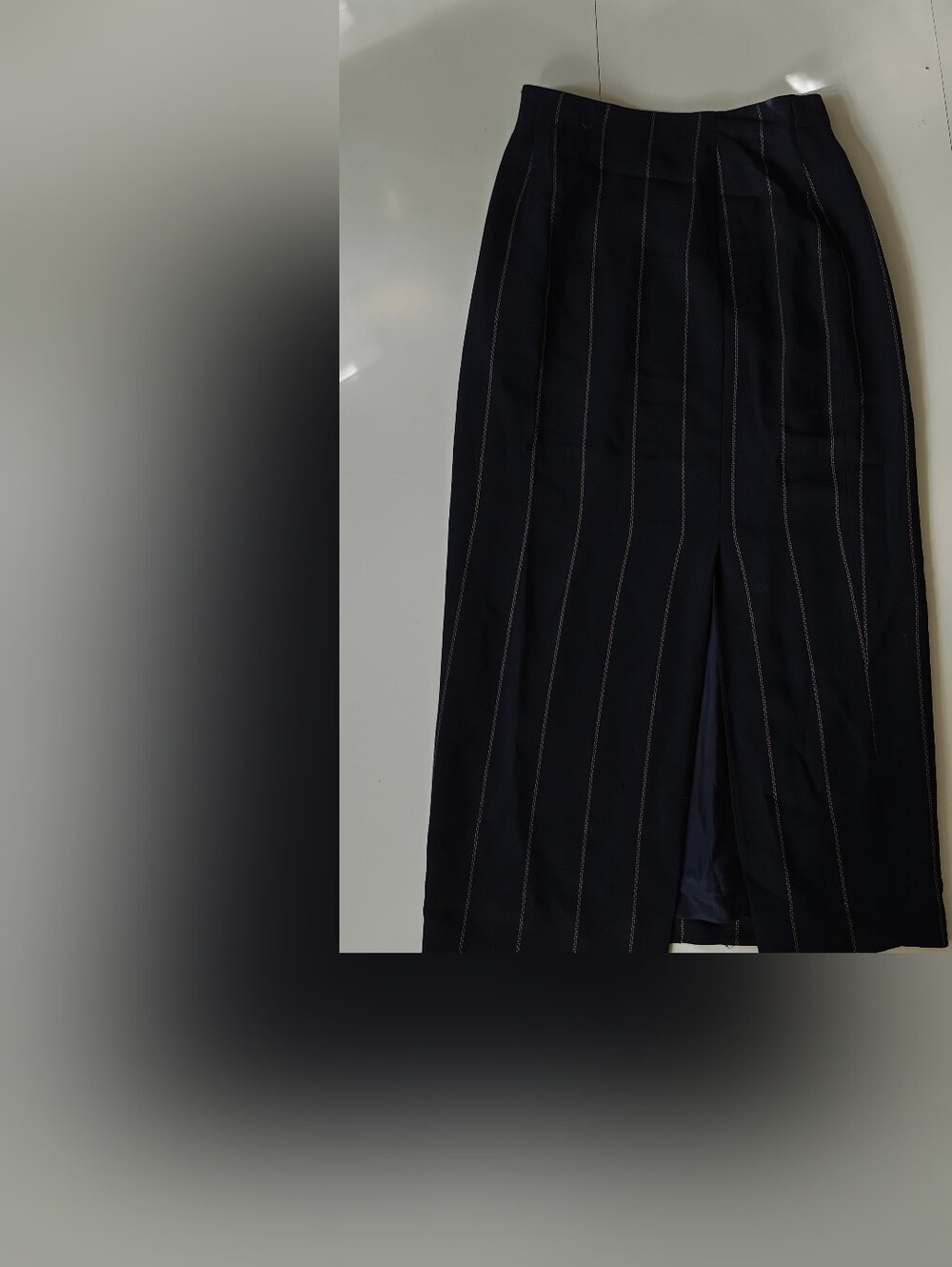 Theomiles Vintage 100% Wool Metallic Pinstripe Maxi Skirt Size 8